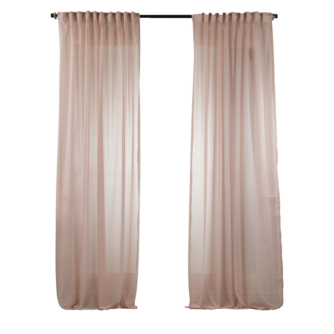 Sheer Faux Silk Crep Curtain Set of 2 - Different Colors, Customized Sizes - Made in Turkey