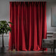 Solid Color Curtains Home Decorative Set of 2 Panels Velvet Look Hanging Rod Pocket Bedroom Office Windows Home Decoration - Red