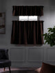 Solid Linen Look Curtains Drapes  Kitchen Valance Set of 3 Hanging Rod Pocket Décor Luxury kitchen Window Treatments (Dark Brown-50"x14"Valance)