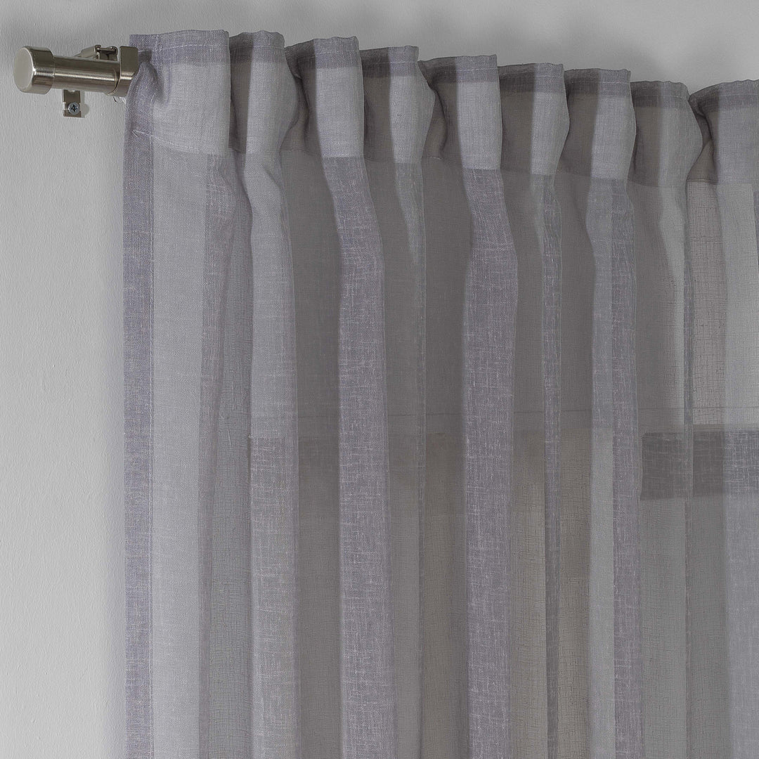 Sheer Linen Texture Curtain Set of 2 - Different Colors, Multiple Sizes