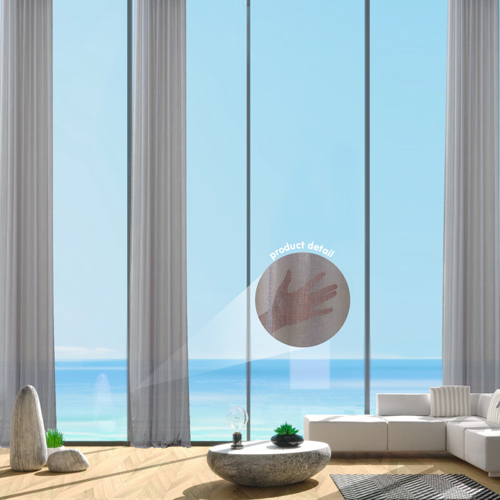 Sheer Linen Texture Curtain Set of 2 - Different Colors, Multiple Sizes
