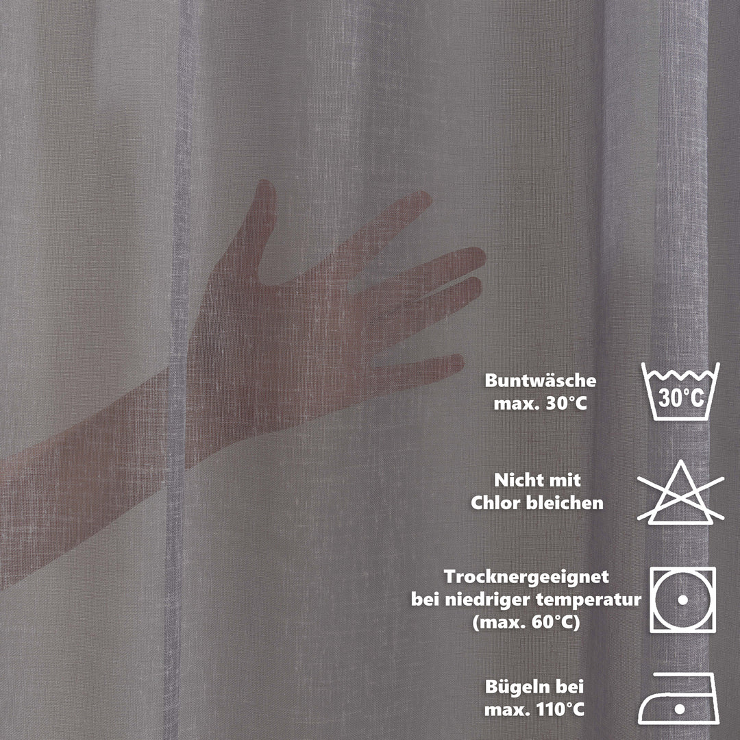 Sheer Linen Texture Curtain Set of 2 - Different Colors, Multiple Sizes