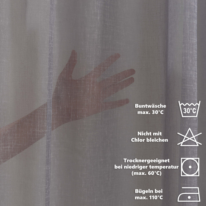 Sheer Linen Texture Curtain Set of 2 - Different Colors, Multiple Sizes