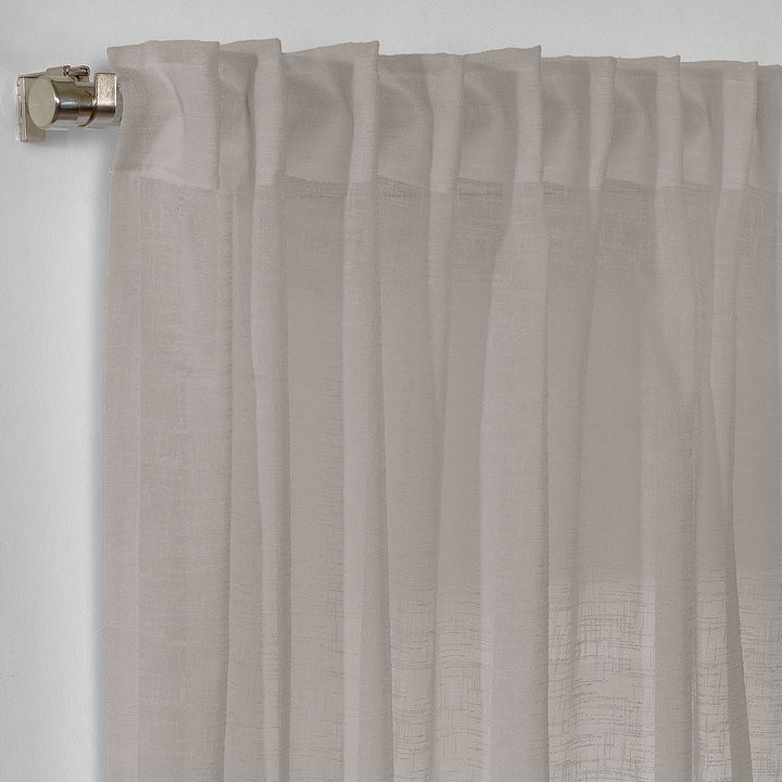 Semi Sheer Faux Linen Single Panel Curtain - Brown