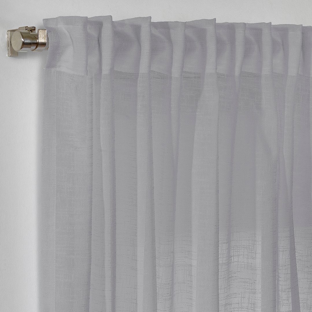 Semi Sheer Faux Linen Single Panel Curtain - Grey