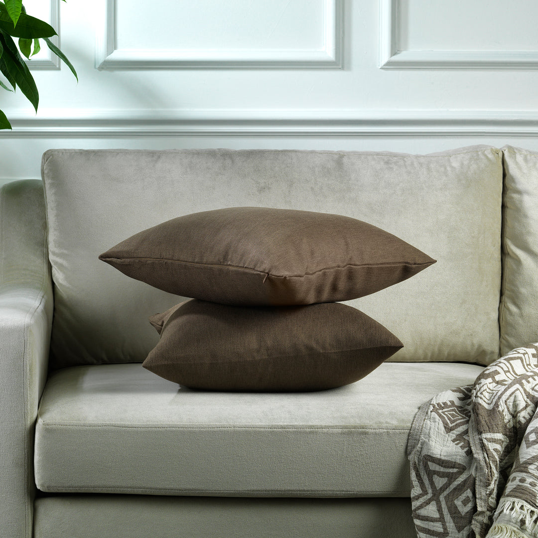 Linen Texture Cushion Covers Set of 2 - Mink Curtain Colors Matching