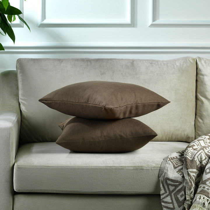 Linen Texture Cushion Covers Set of 2 - Mink Curtain Colors Matching