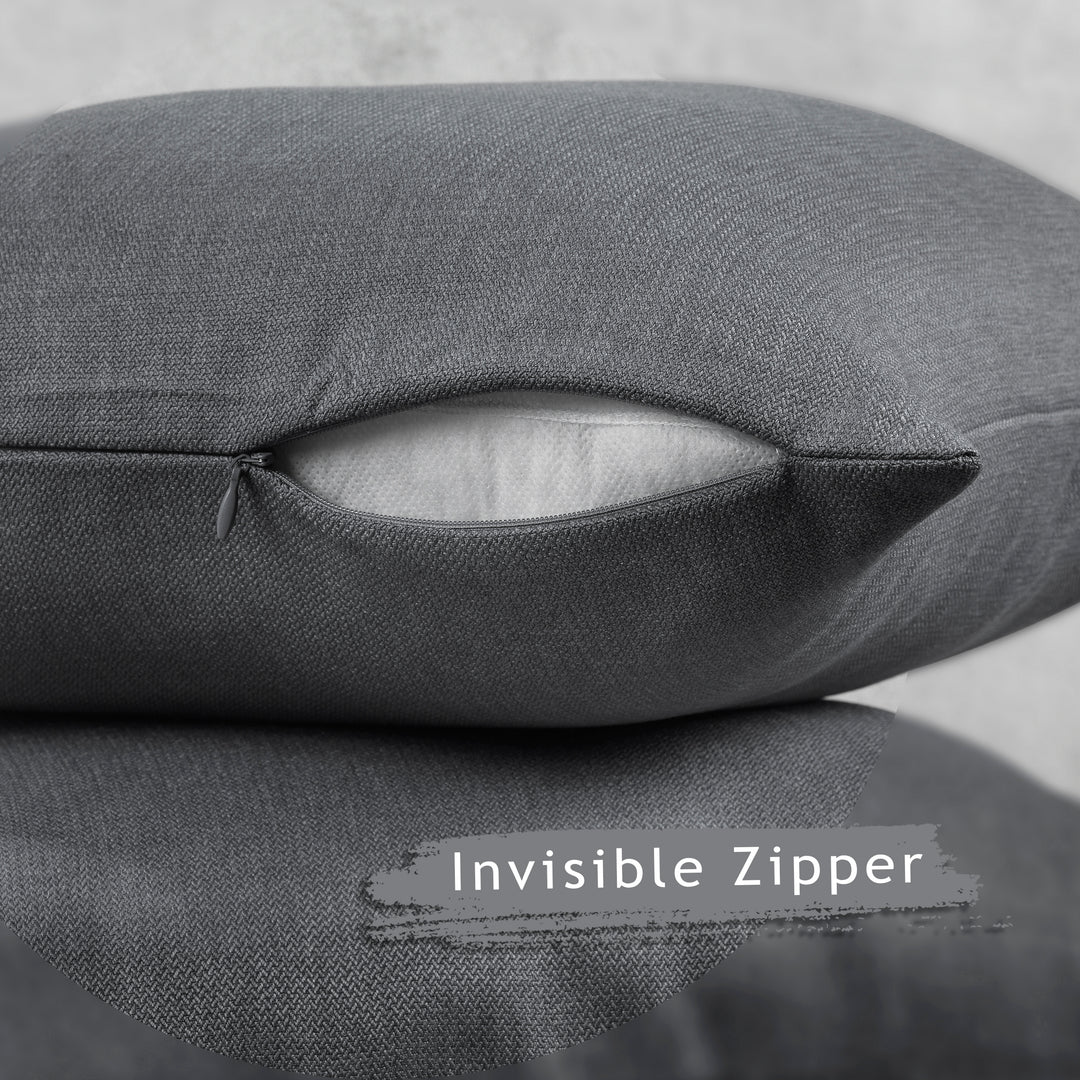 Linen Texture Cushion Covers Set of 2 - Light Grey Curtain Colors Matching