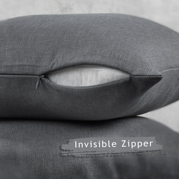 Linen Texture Cushion Covers Set of 2 - Light Grey Curtain Colors Matching