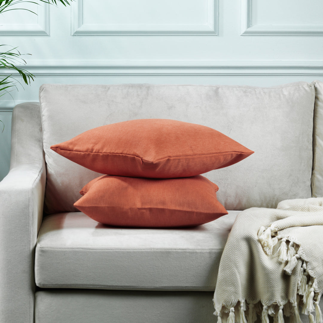 Linen Texture Cushion Covers Set of 2 - Brick Curtain Colors Matching