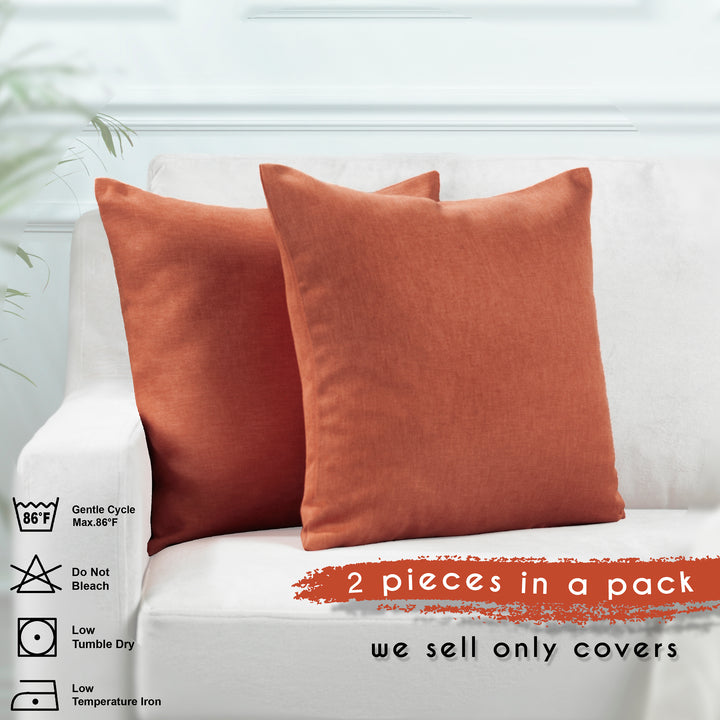 Linen Texture Cushion Covers Set of 2 - Brick Curtain Colors Matching