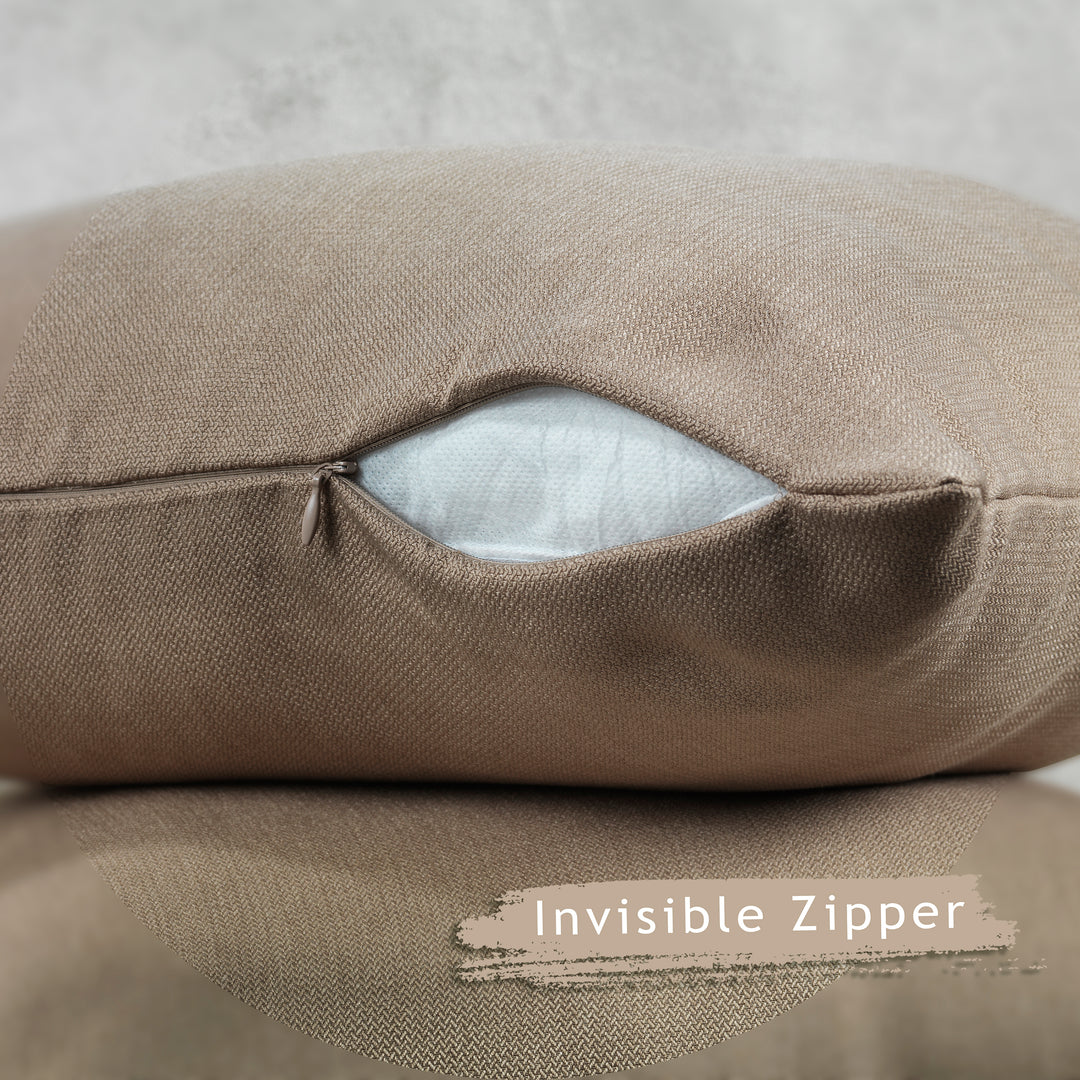 Linen Texture Cushion Covers Set of 2 - Barley Curtain Colors Matching