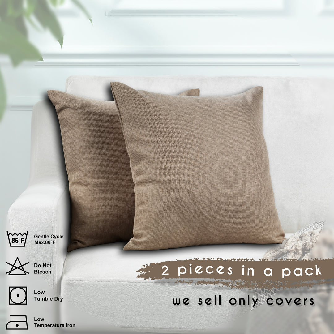 Linen Texture Cushion Covers Set of 2 - Barley Curtain Colors Matching
