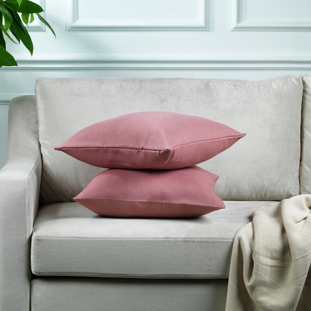 Linen Texture Cushion Covers Set of 2 - Rose Pink Curtain Colors Matching