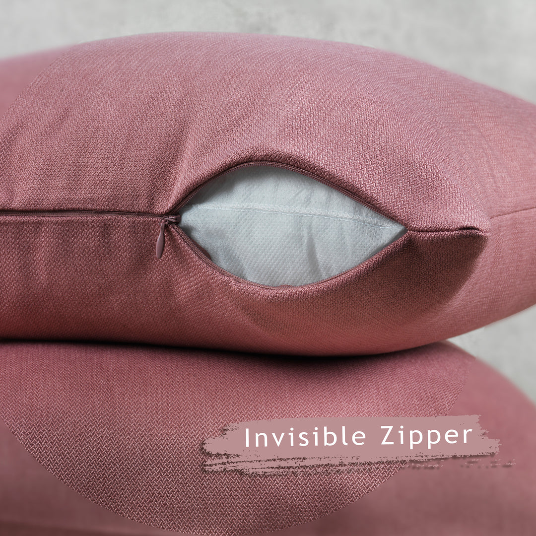 Linen Texture Cushion Covers Set of 2 - Rose Pink Curtain Colors Matching