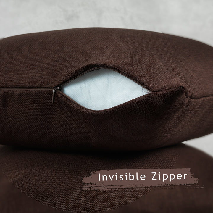Linen Texture Cushion Covers Set of 2 - Brown Curtain Colors Matching