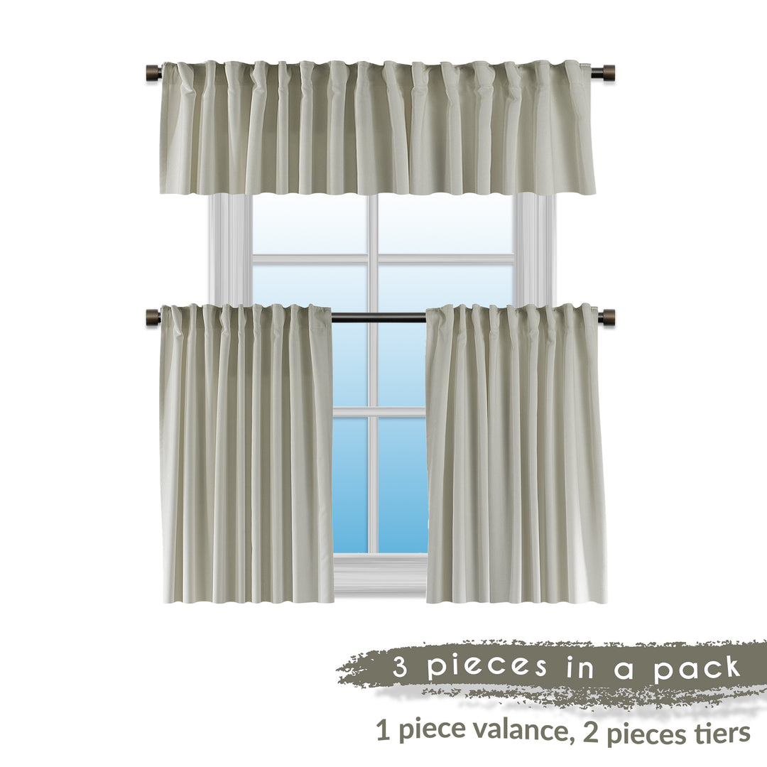Decorative Kitchen Valance Set of 3 - Cream