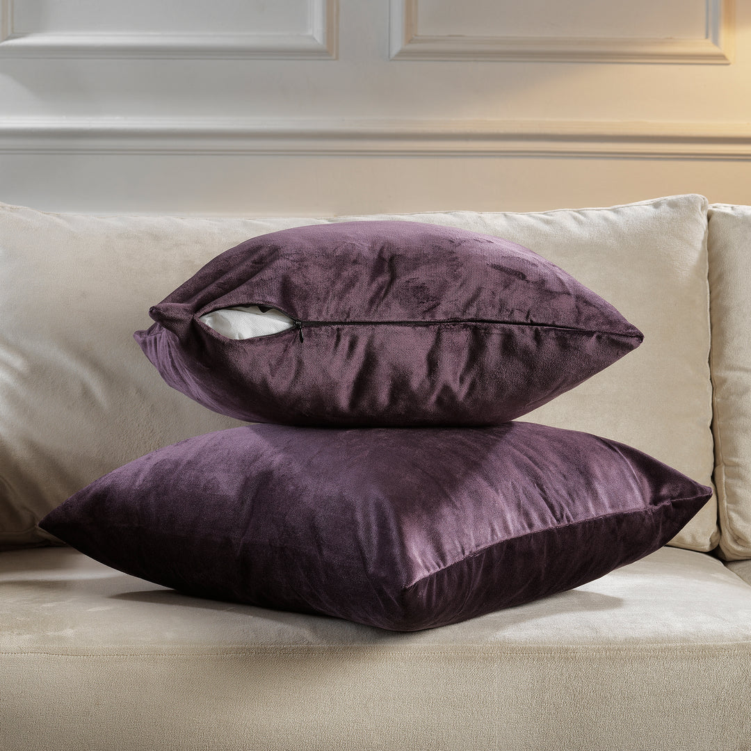 Matte Velvet Cushion Covers Set of 2 - Dark Byzantium Curtain Colors Matching