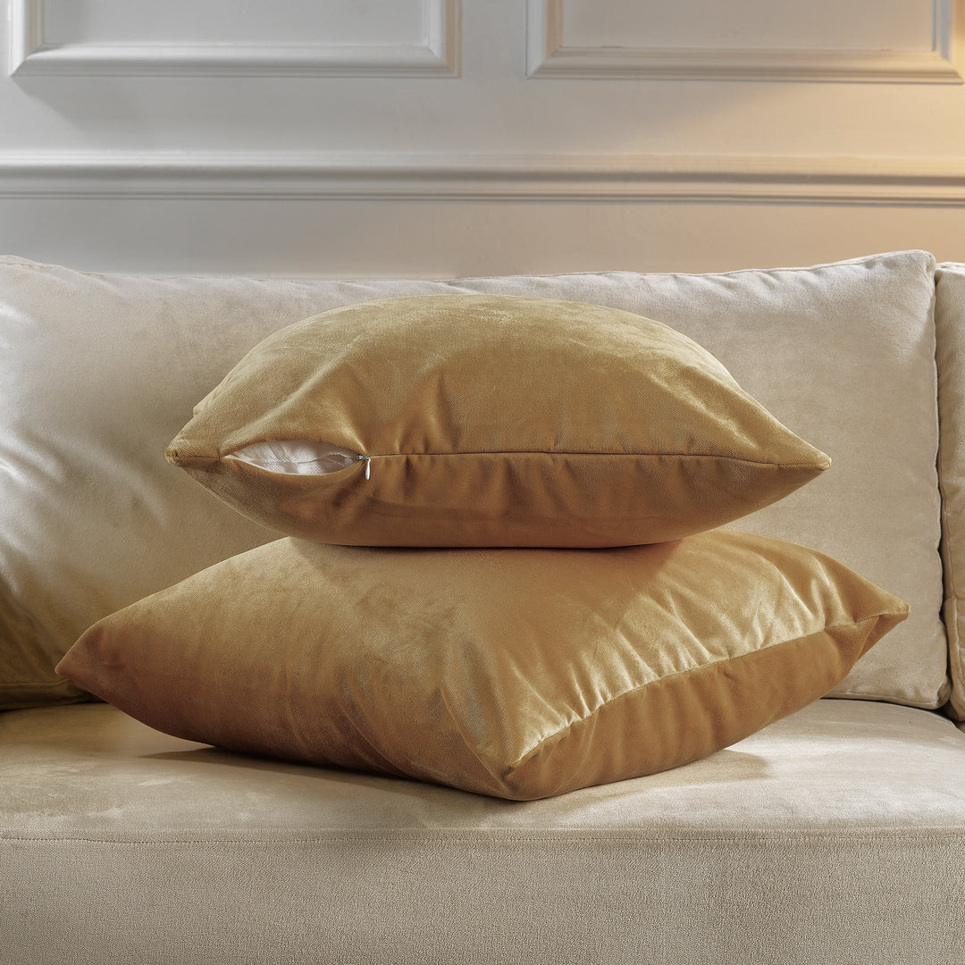 Matte Velvet Cushion Covers Set of 2 - Sepia Curtain Colors Matching