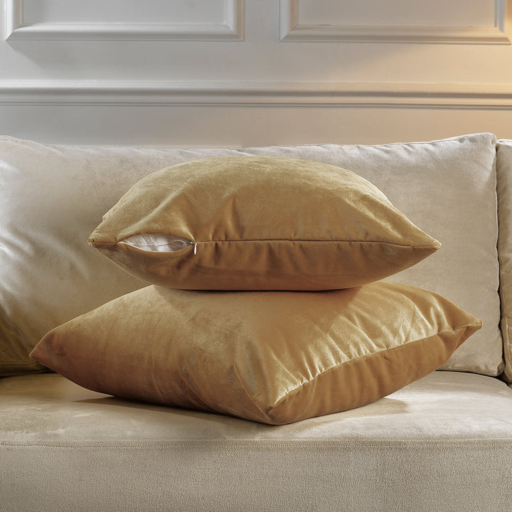 Matte Velvet Cushion Covers Set of 2 - Sepia Curtain Colors Matching