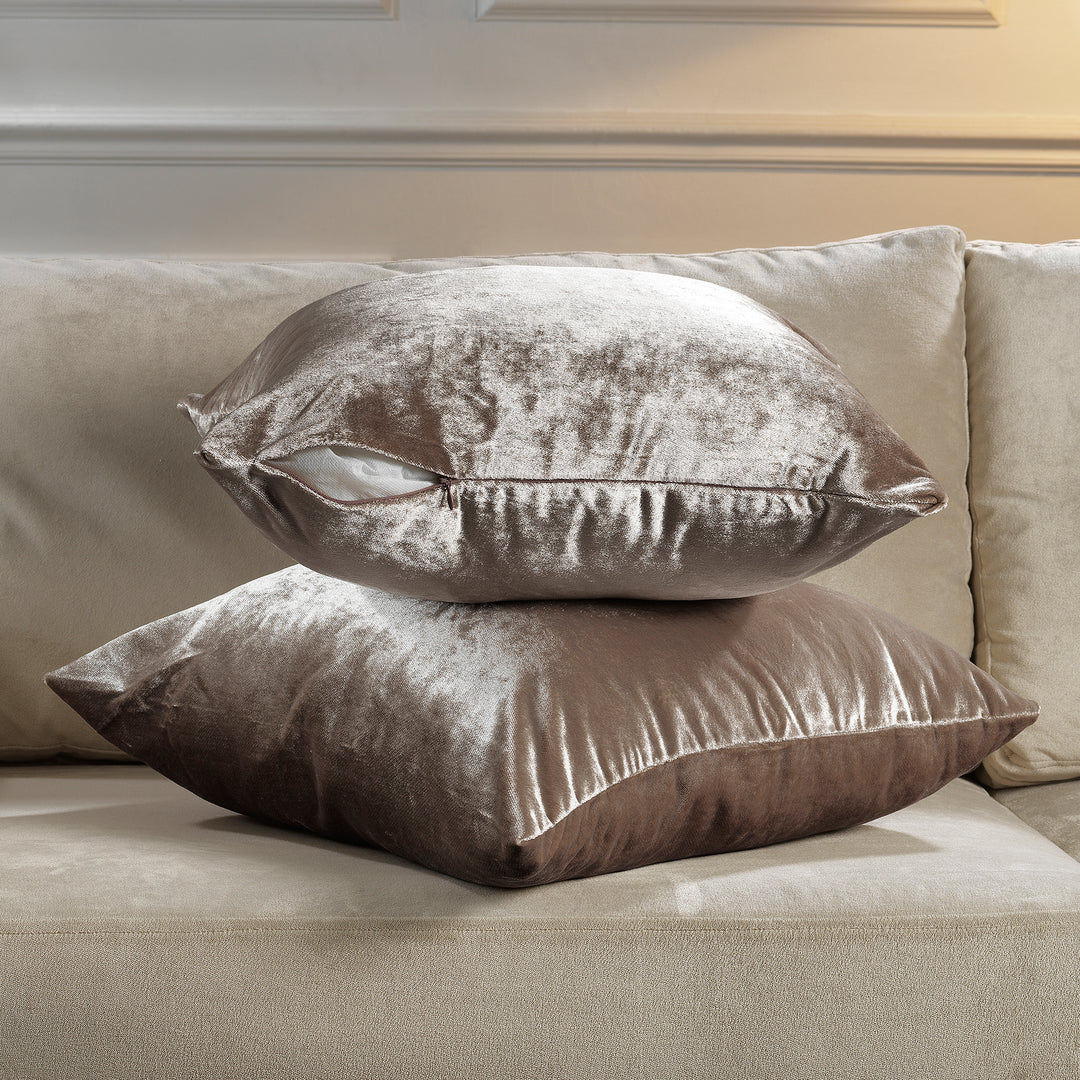 Soft Shiny Velvet Cushion Covers Set of 2 - Rice Curtain Colors Matching