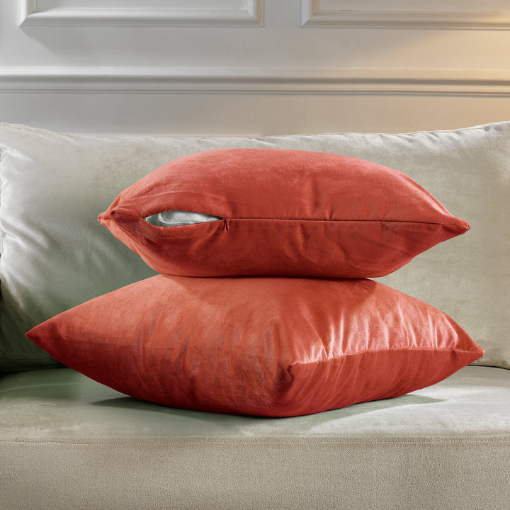 Matte Velvet Cushion Covers Set of 2 - Salmon Curtain Colors Matching