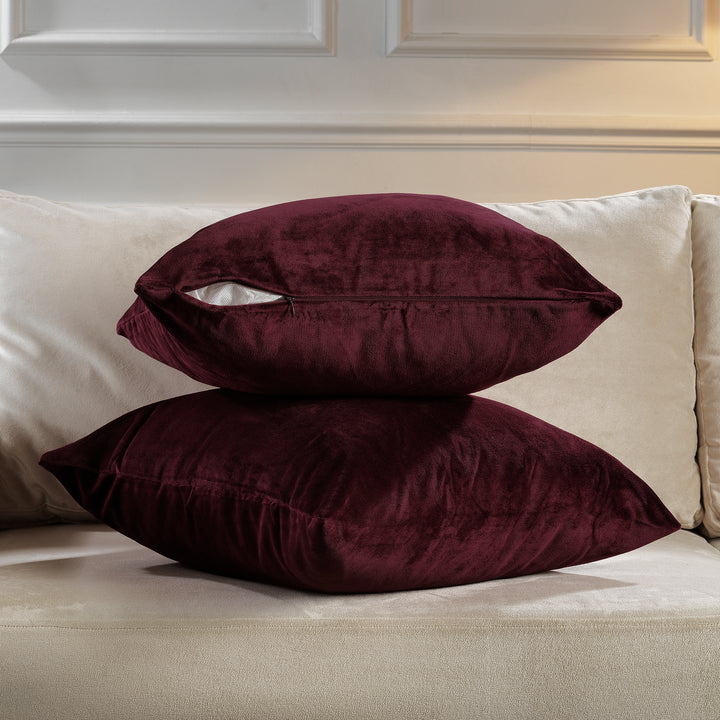Matte Velvet Cushion Covers Set of 2 - Burgundy Curtain Colors Matching