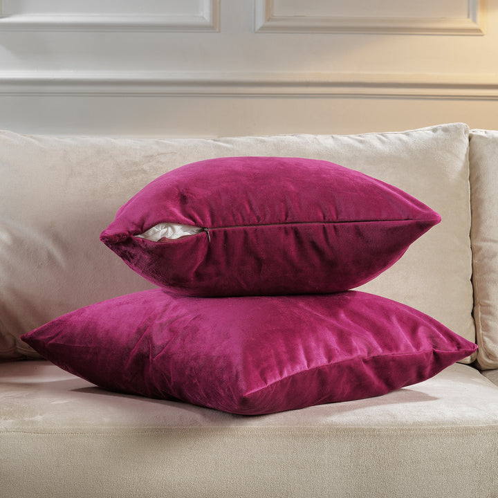 Matte Velvet Cushion Covers Set of 2 - Fuchsia Curtain Colors Matching