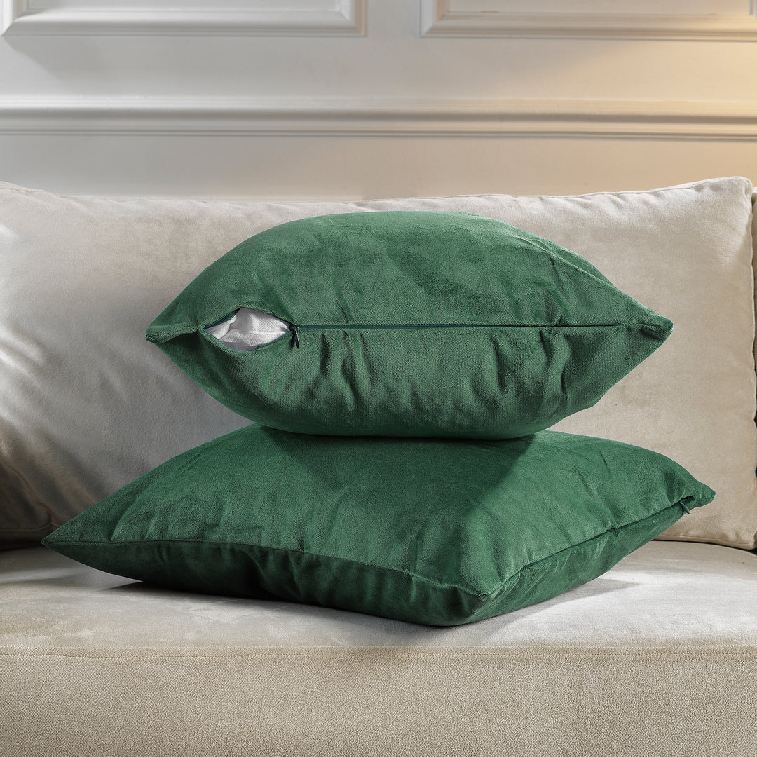 Matte Velvet Cushion Covers Set of 2 - Bottle Green Curtain Colors Matching