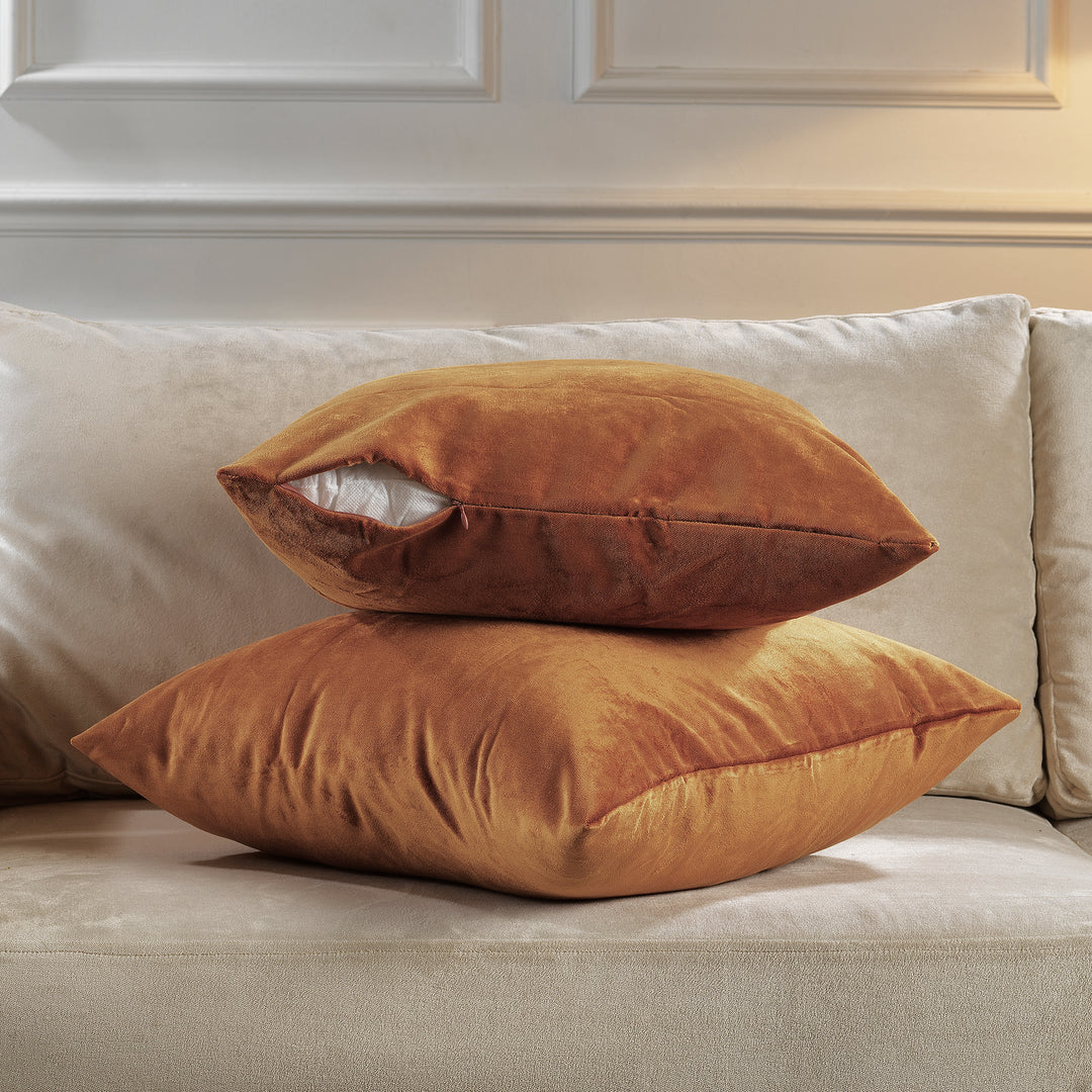 Matte Velvet Cushion Covers Set of 2 - Bourbon Curtain Colors Matching