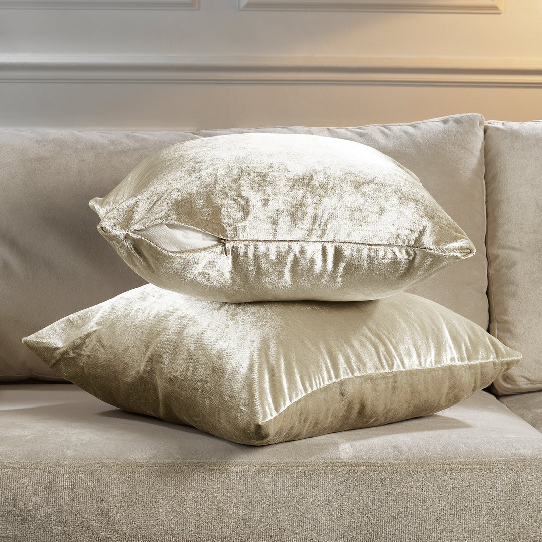Soft Shiny Velvet Cushion Covers Set of 2 - Cream Curtain Colors Matching