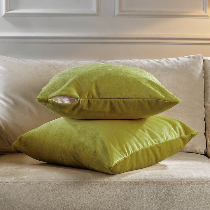 Matte Velvet Cushion Covers Set of 2 - Lime Curtain Colors Matching