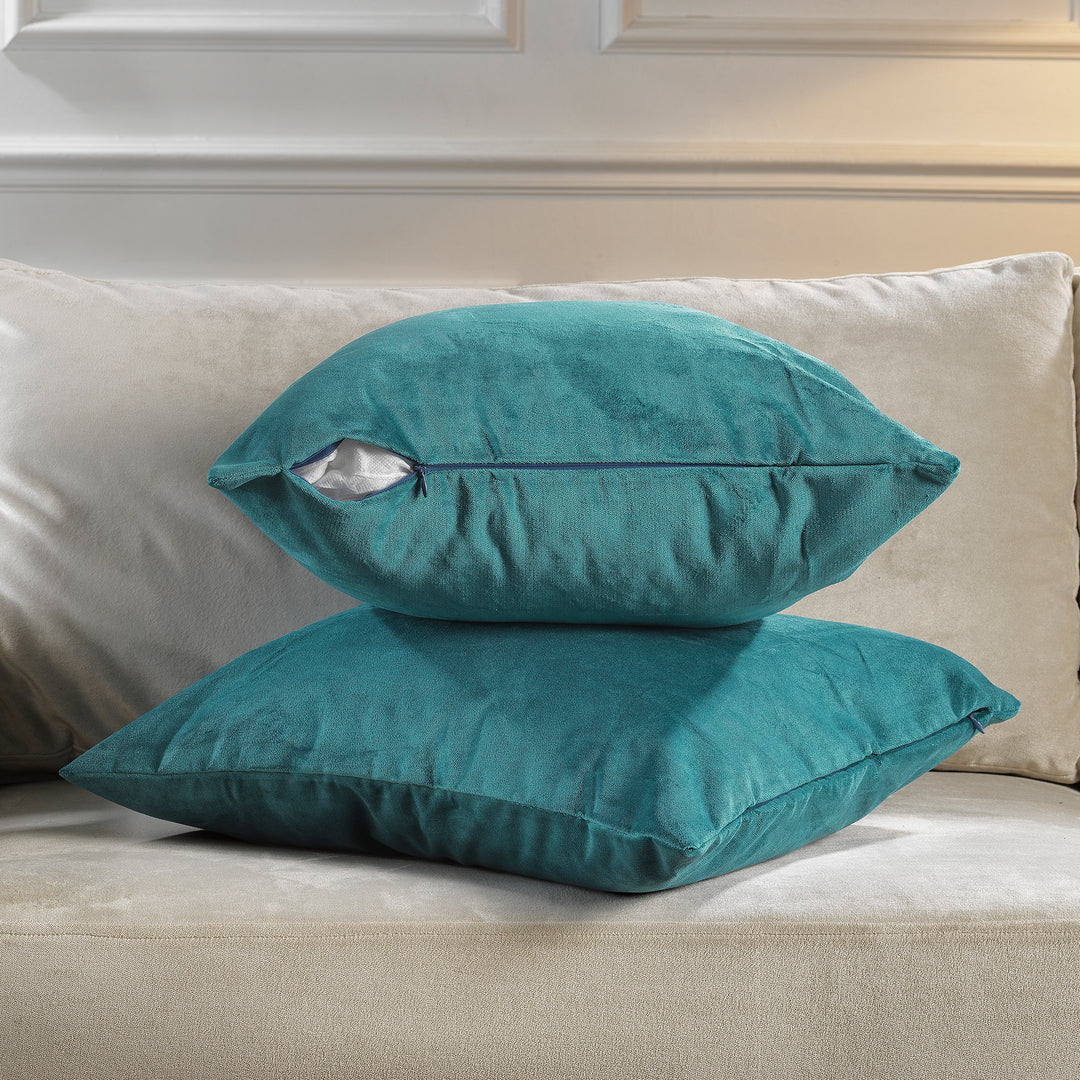 Matte Velvet Cushion Covers Set of 2 - Bluish Green Curtain Colors Matching