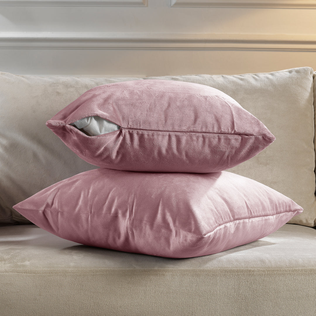 Matte Velvet Cushion Covers Set of 2 - Pink Curtain Colors Matching