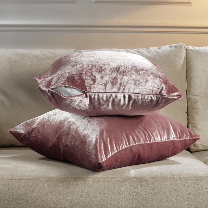 Soft Shiny Velvet Cushion Covers Set of 2 - Sangria Curtain Colors Matching