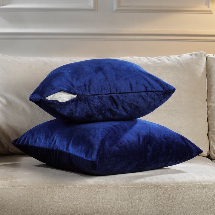Matte Velvet Cushion Covers Set of 2 - Navy Blue Curtain Colors Matching