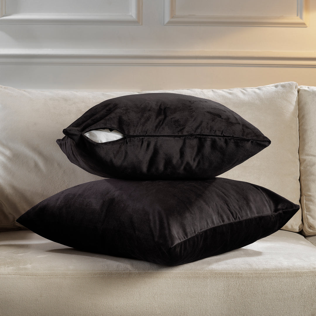 Matte Velvet Cushion Covers Set of 2 - Dark Chocolate Curtain Colors Matching