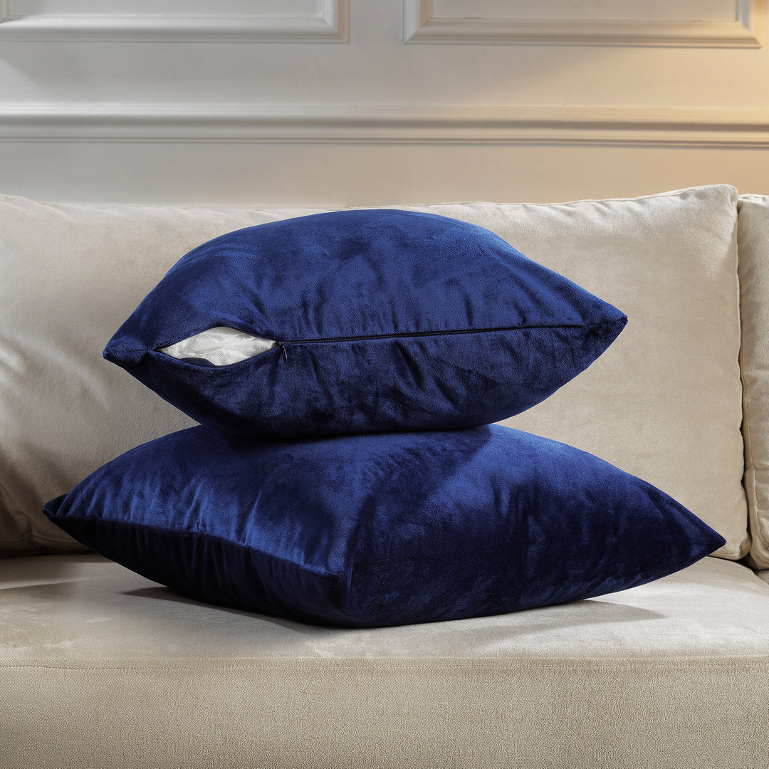 Matte Velvet Cushion Covers Set of 2 - Midnight Blue Curtain Colors Matching