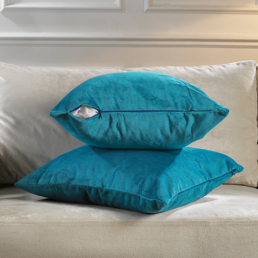 Matte Velvet Cushion Covers Set of 2 - Aqua Blue Curtain Colors Matching