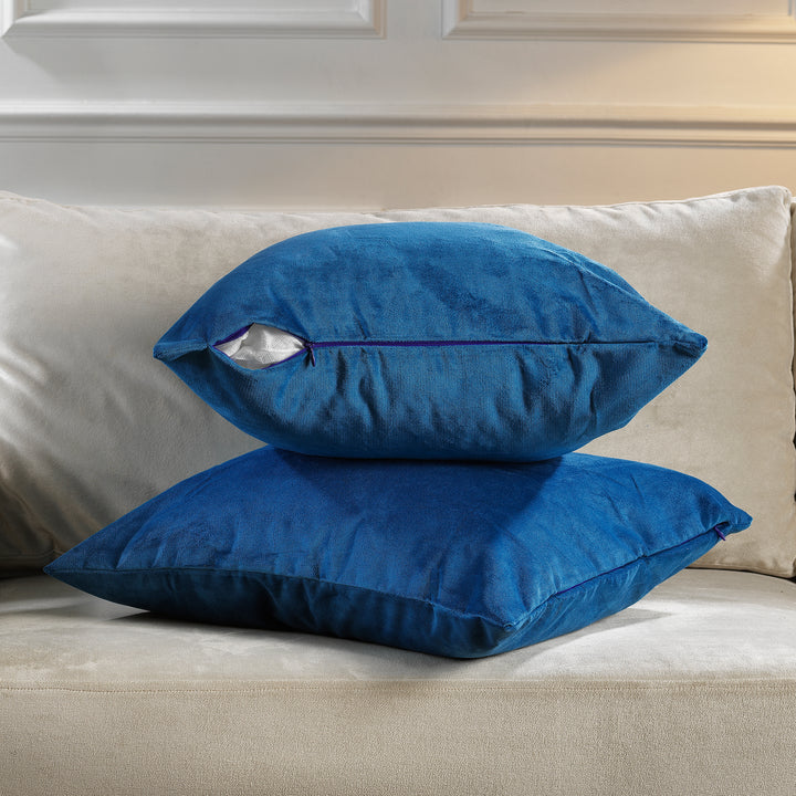 Matte Velvet Cushion Covers Set of 2 - Blue Curtain Colors Matching