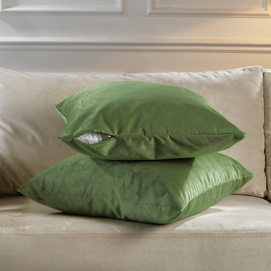 Matte Velvet Cushion Covers Set of 2 - Olivine Curtain Colors Matching