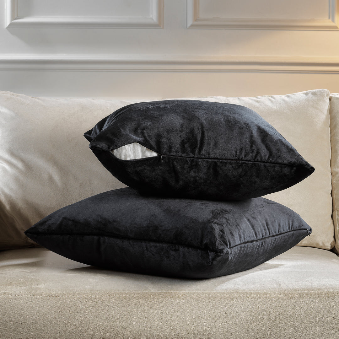 Matte Velvet Cushion Covers Set of 2 - Black Curtain Colors Matching