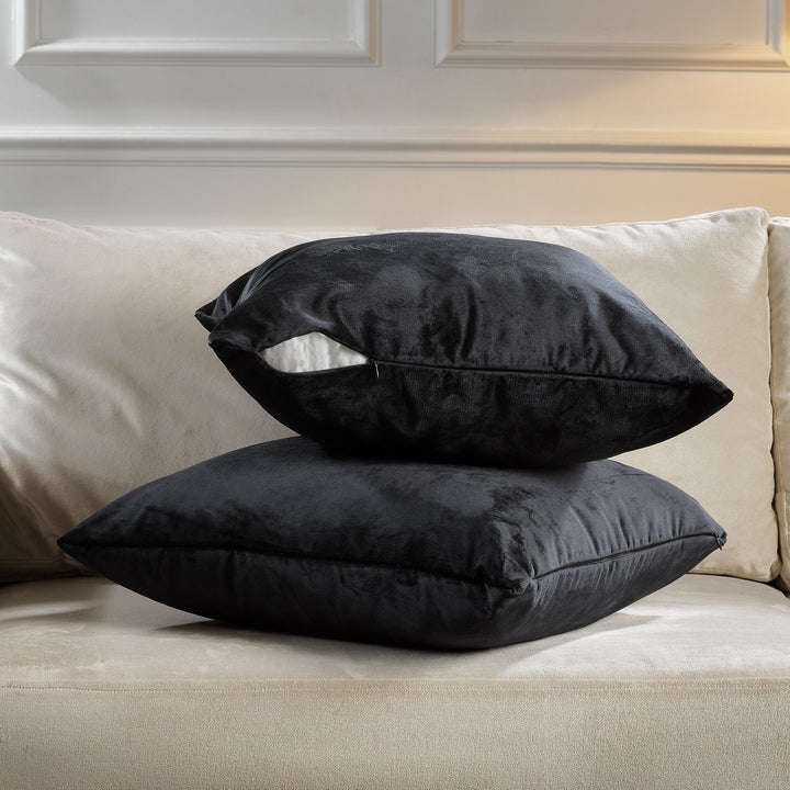 Matte Velvet Cushion Covers Set of 2 - Black Curtain Colors Matching
