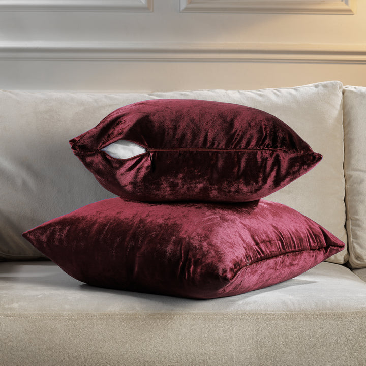 Soft Shiny Velvet Cushion Covers Set of 2 - Mahogany Curtain Colors Matching