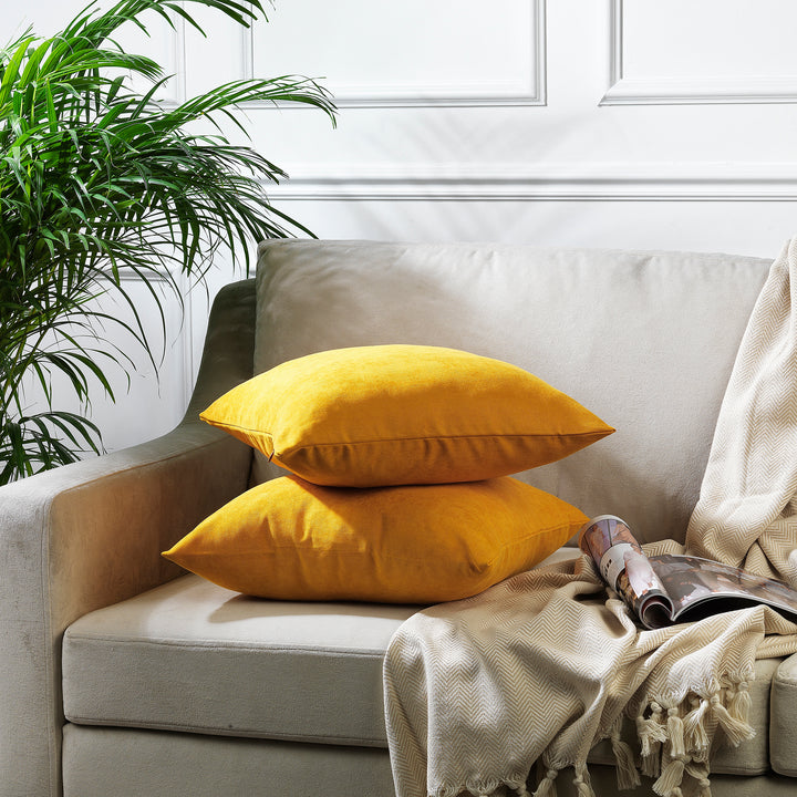 Decorative Cushion Covers Set of 2 - Mustard Yellow Curtain Colors Matching