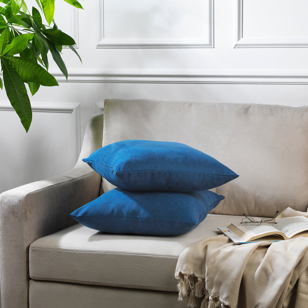 Decorative Cushion Covers Set of 2 - Navy Blue Curtain Colors Matching