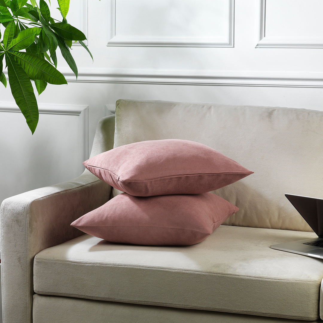 Decorative Cushion Covers Set of 2 - Rose Pink Curtain Colors Matching