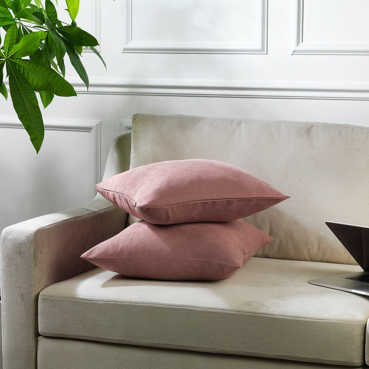Decorative Cushion Covers Set of 2 - Rose Pink Curtain Colors Matching
