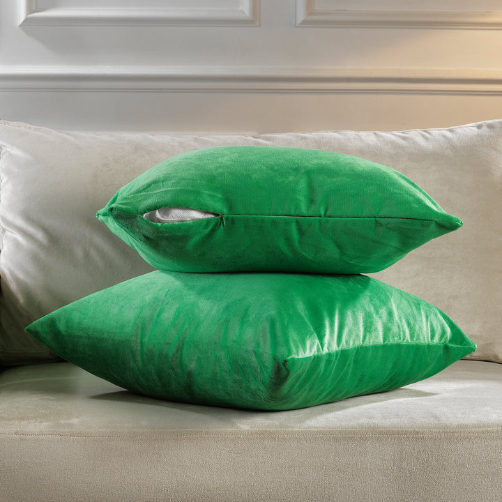 Matte Velvet Cushion Covers Set of 2 - Spring Green Curtain Colors Matching