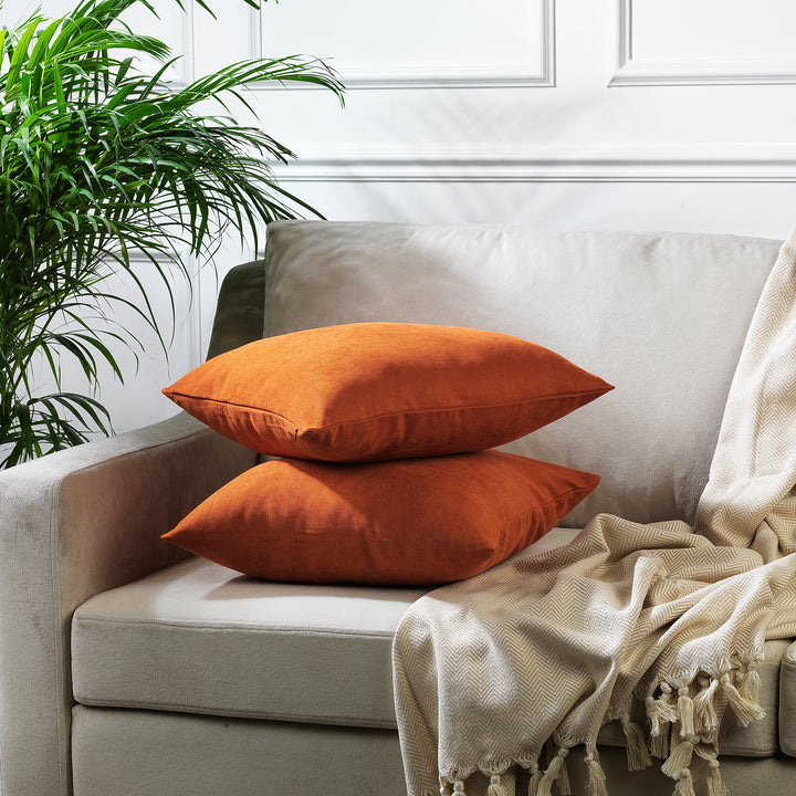 Decorative Cushion Covers Set of 2 - Burnt Orange Curtain Colors Matching
